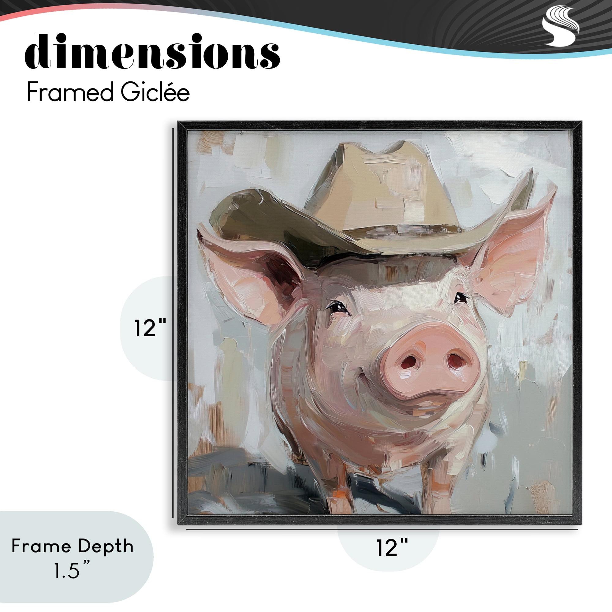 Stupell Industries Cowboy Chester Pig Black Framed Giclee Art, design by Tina LeCour