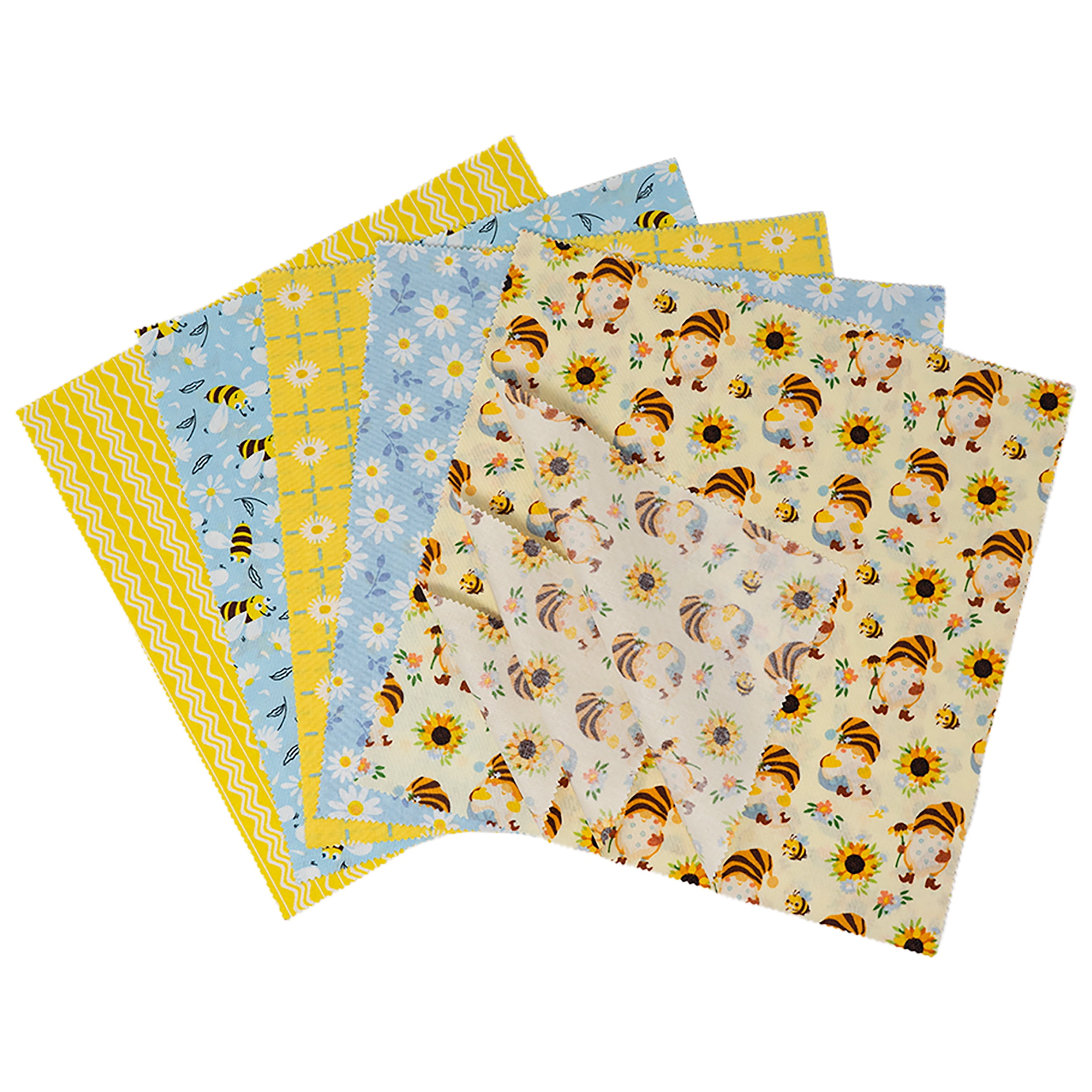 Singer Fabric 100% Cotton Daisies Gnomes 10 Inch Square Charm, 20Pc