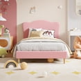 thumbnail image 3 of Bingirl Full Size Upholstered Bed Frame with Adjustable Headboard Boucle Upholstered Platform Bed for Strong Wood Slats No Box Spring Needed Noise-Free Easy Assembly Pink, 3 of 7