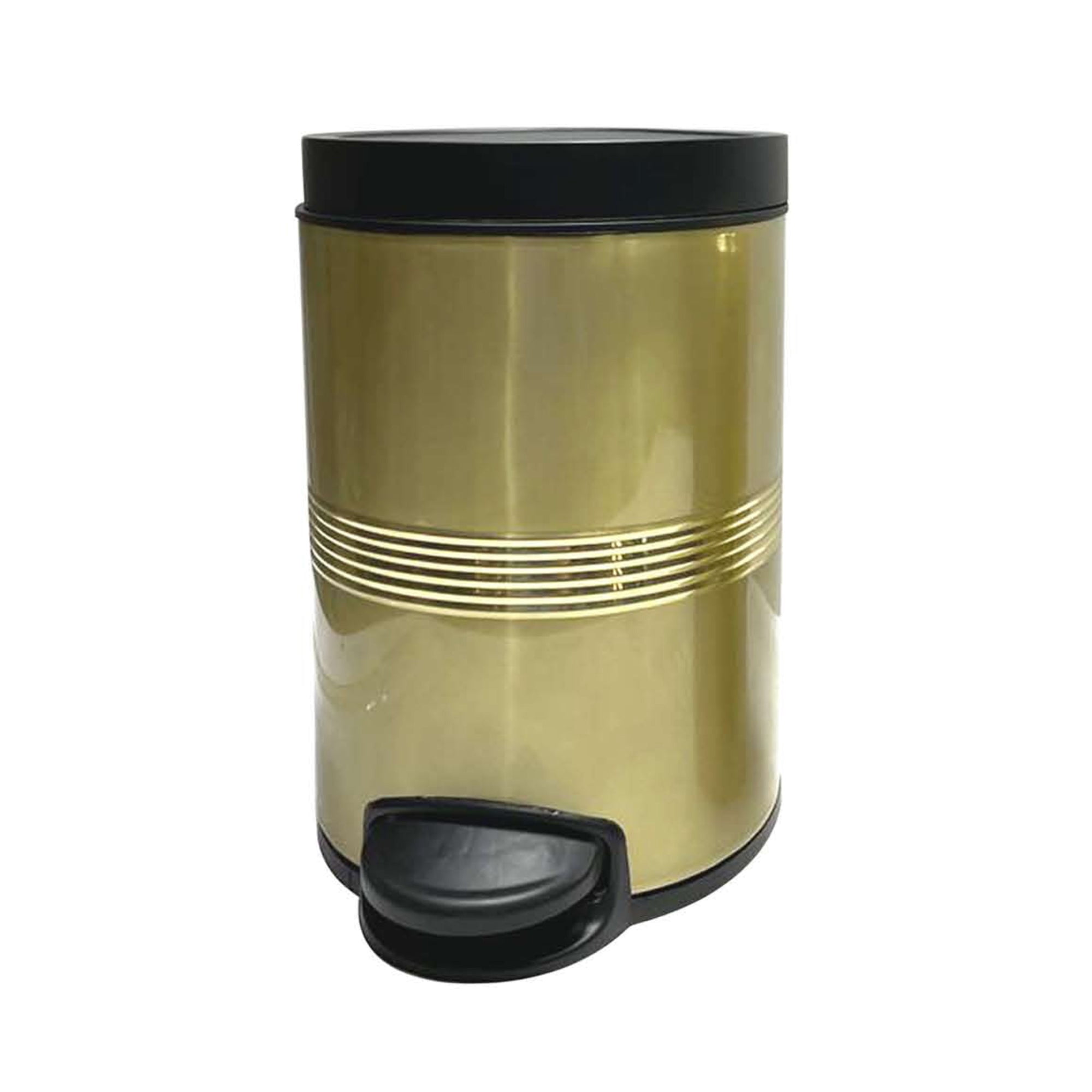 nu steel Stainless Steel Step Garbage Trash Can with Lid: 5 liter/1.32 gal for the Kitchen, Bathroom, Bedroom, Patio, RV – Gold Finish STP-JW01