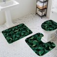 thumbnail image 3 of Summer Turtle Backed Leaves Bathroom Rugs Set Vintage Tropical Plant Non Slip Absorbent Soft Bath Mats 3 Piece Set with Bathroom Rug, U-Shaped Floor Mat, Toilet Seat Cover Small Size, 3 of 9