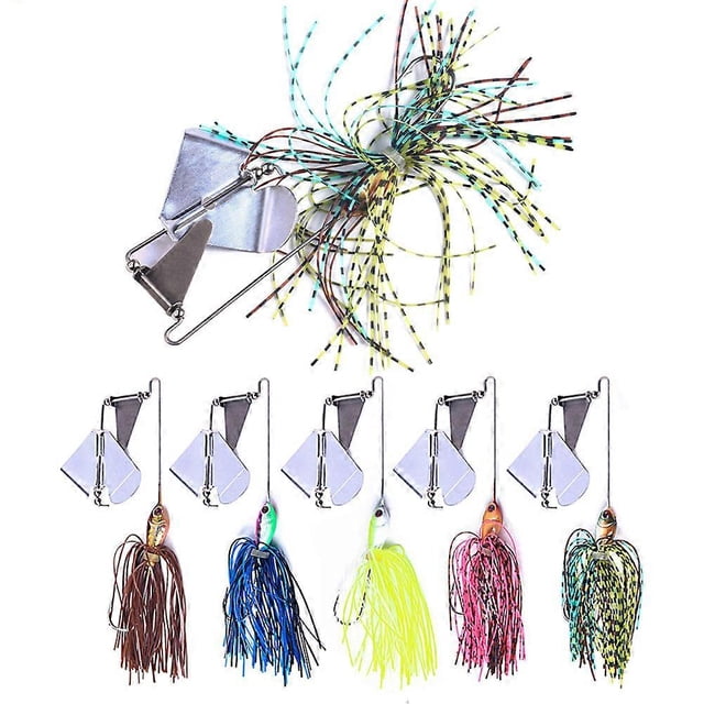 5 Pcs Leurres Spinnerbait de Pêche, Ensembles d'Appâts Spinner, Leurres Rigides Spinner pour Achigan, Truite, Saumon