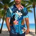 thumbnail image 5 of AKOEE Hawaiian Shirts for Men Short Sleeve Button Down Collared Blouses Lightweight Graphic Printed Tops (L, Blue), 5 of 6