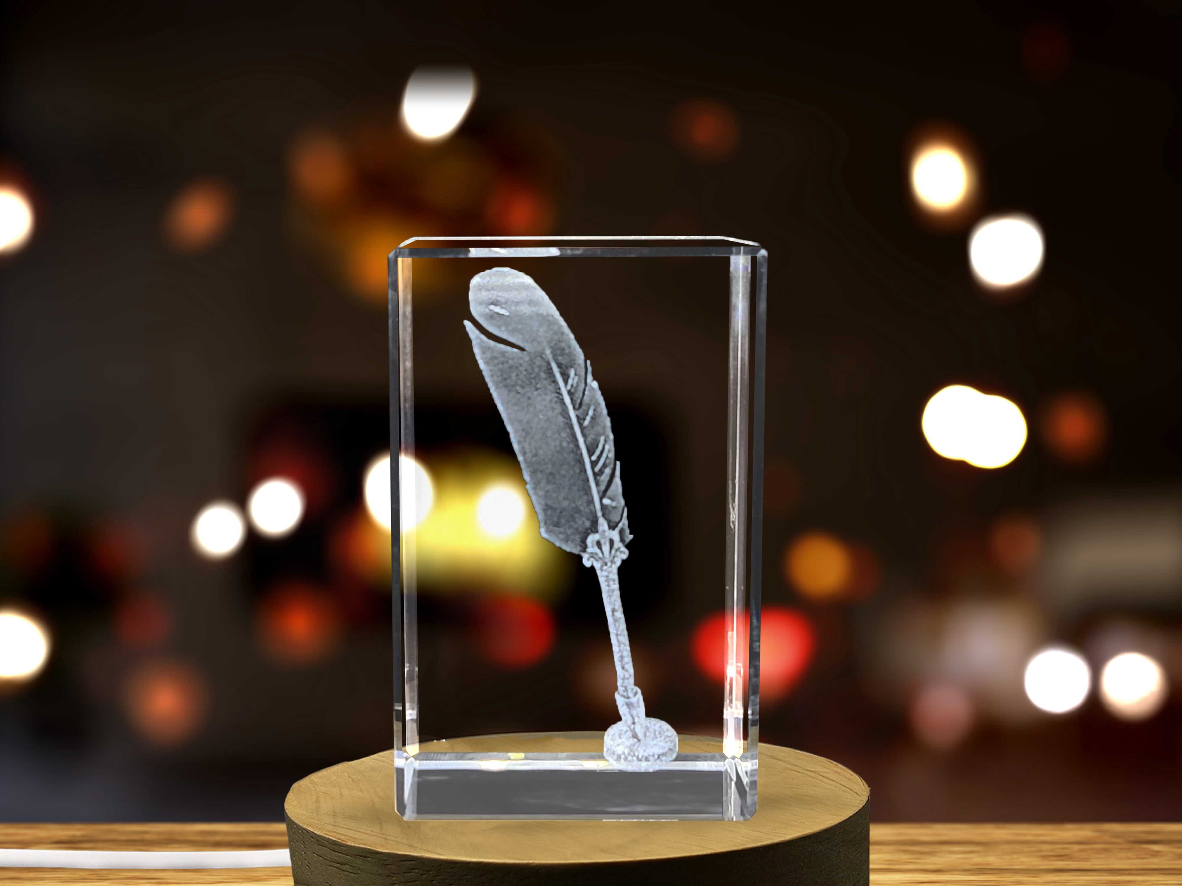 Vintage Style 3D Engraved Crystal Feather Pen - Elegant Writing Instrument Gift