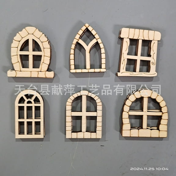 Liukekj 25pcs Miniature Wooden Door and Window Set Unfinished DIY Craft Door and Window Set for Garden Patio and Home Decorations