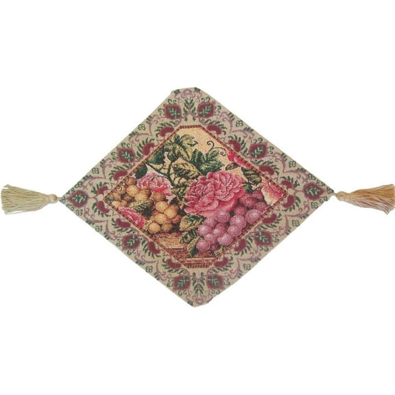 DaDa Bedding Romantic Parade of Fruit & Roses Floral Tapestry Table Runner (14426)