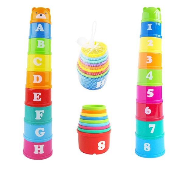 kjfeif Stacking Cups Baby Toy Educational Cup Stacking Set 8Pc Stackable Cups with Number Rainbow Nesting Cups for Babies 6-12 Months Stacking Cups for Toddlers 1-3 Perfect for Indoor/Outdoor