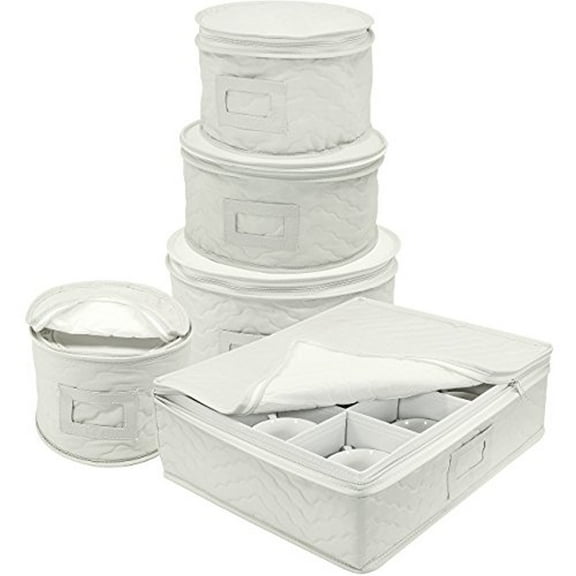 Favory Dinnerware Storage Containers Set, Perfect for Dish Storage, China Storage, and Cup Storage, Quilted Containers To Keep Your Heirlooms and Fine China Protected and Organized