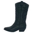 thumbnail image 1 of SODA RENO Bottes de Mode Western Cowboy pour Femmes Bout Pointu Bas Talon Cheville Mi-Mollet (Noir, Numérique_8), 1 of 10