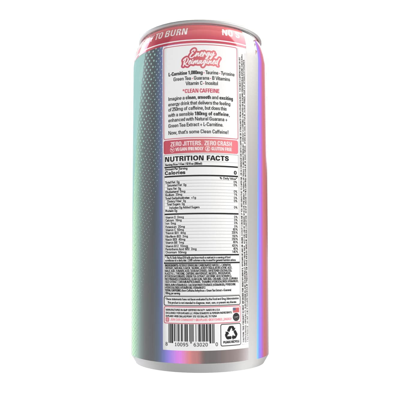EHPlabs OxyShred Ultra Energy Drink - Performance Carbonated Energy Drink with Zero Sugar, Carbs & Calories, 100% Natural, Bahama Breeze (12-Pack)