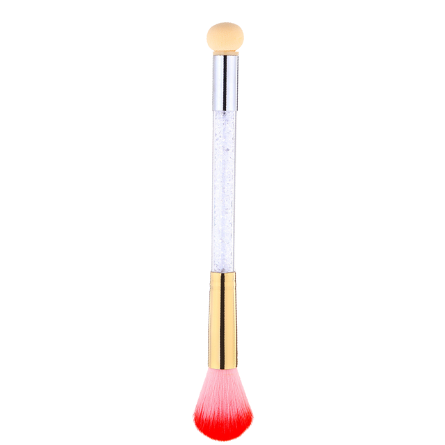 Pluma de esponja para uñas con pincel para decoración de uñas de doble cabezal, pincel para limpieza de polvo con Flash, herramienta para decoración de uñas