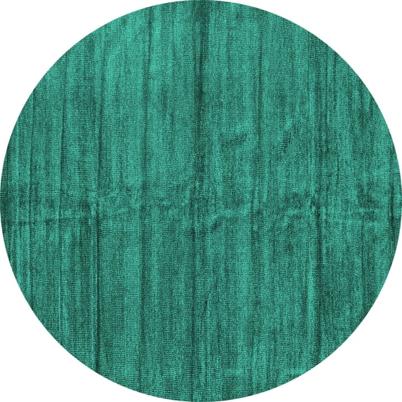 Ahgly Company Machine Washable Indoor Round Abstract Turquoise Blue Contemporary Area Rugs, 5' Round