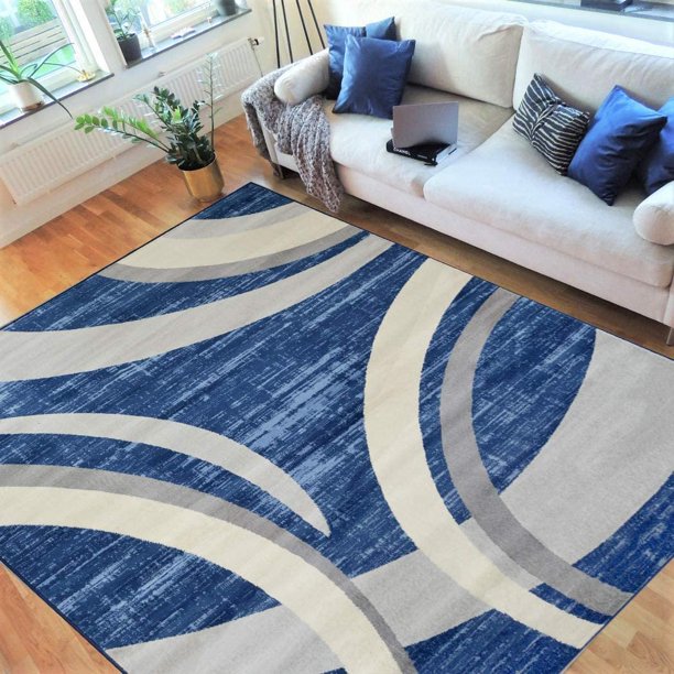 Hr Abstract Rugs Luxury Livingroom Carpet Modern Contemporary 5x7 Blue Rug Ultra Sof Blue Silver Gray White 5 X 7 Walmart Com Walmart Com