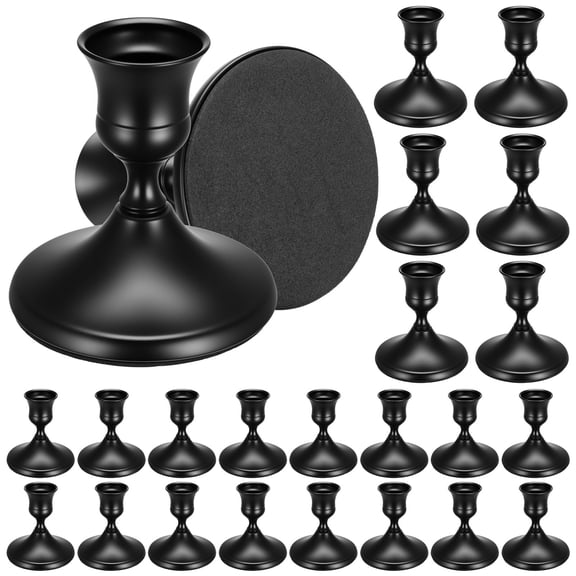 24pcs Brass Black Taper Candle Holders Set Vintage Metal Candlestick For Table Centerpiece Wedding Reception Festive Christmas Mantel Decoration Or Home Decor