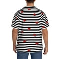 thumbnail image 7 of Goofa Ladybugs on Black and White Striped Printed Men's Casual Short-sleeved Shirt,Lightweight Breathable Button-down,Summer Casual men's top,Versatile Fashion shirt-Large, 7 of 7