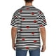 thumbnail image 3 of Fotbe Ladybugs on Black and White Striped Camisa Estampada de Manga Corta para Hombre, Casual de Verano, Estilo Playero, Sin Arrugas-Large, 3 of 5