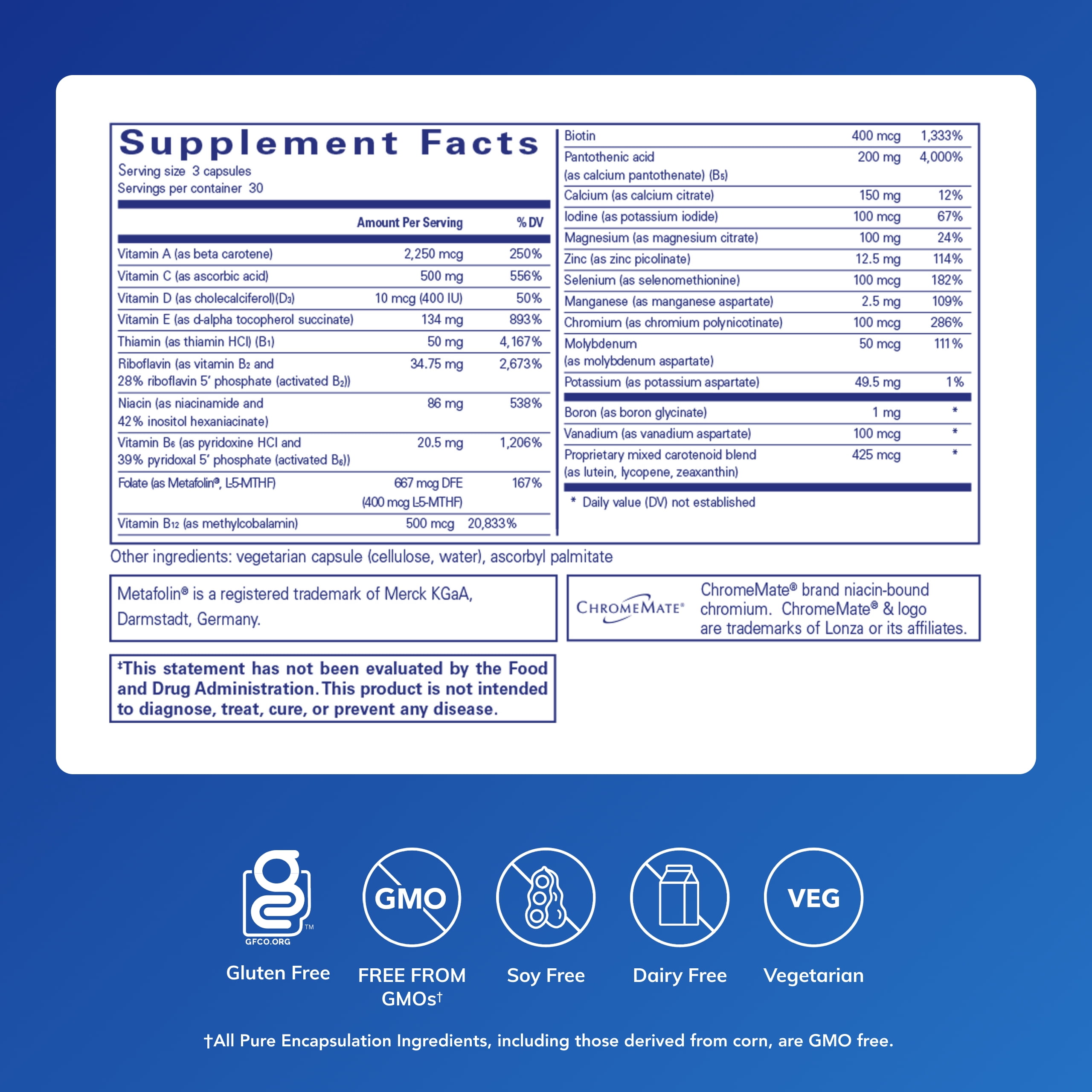 Pure Encapsulations Nutrient 950 without Copper & Iron | Hypoallergenic Multi-vitamin/Mineral Formula for Optimal Health* | 90 Capsules