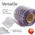 thumbnail image 3 of Resilia - Plastic Vinyl Strip Curtain for Walk In Freezers, Coolers & Warehouse Doors - Clear, 80 mil Thick, 8 Inch x 150 Foot Roll, 3 of 9