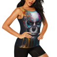 thumbnail image 2 of Fotbe Modern Abstract Colorful Skull Womens Loose Fit Casual Flowy Slim-Fit Tank Tops Athletic Round Neck Trendy Sleeveless Summer Tops for Gym and Yoga-XX-Large, 2 of 7