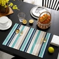 thumbnail image 3 of Black Blue Beige Striped Placemats Set of 8, Modern Stripes Art Farmhouse Placemats for Dining Table, Place Mats for Kitchen Tabletop, Waterproof Wipeable Dining Table Mats Set, 3 of 9