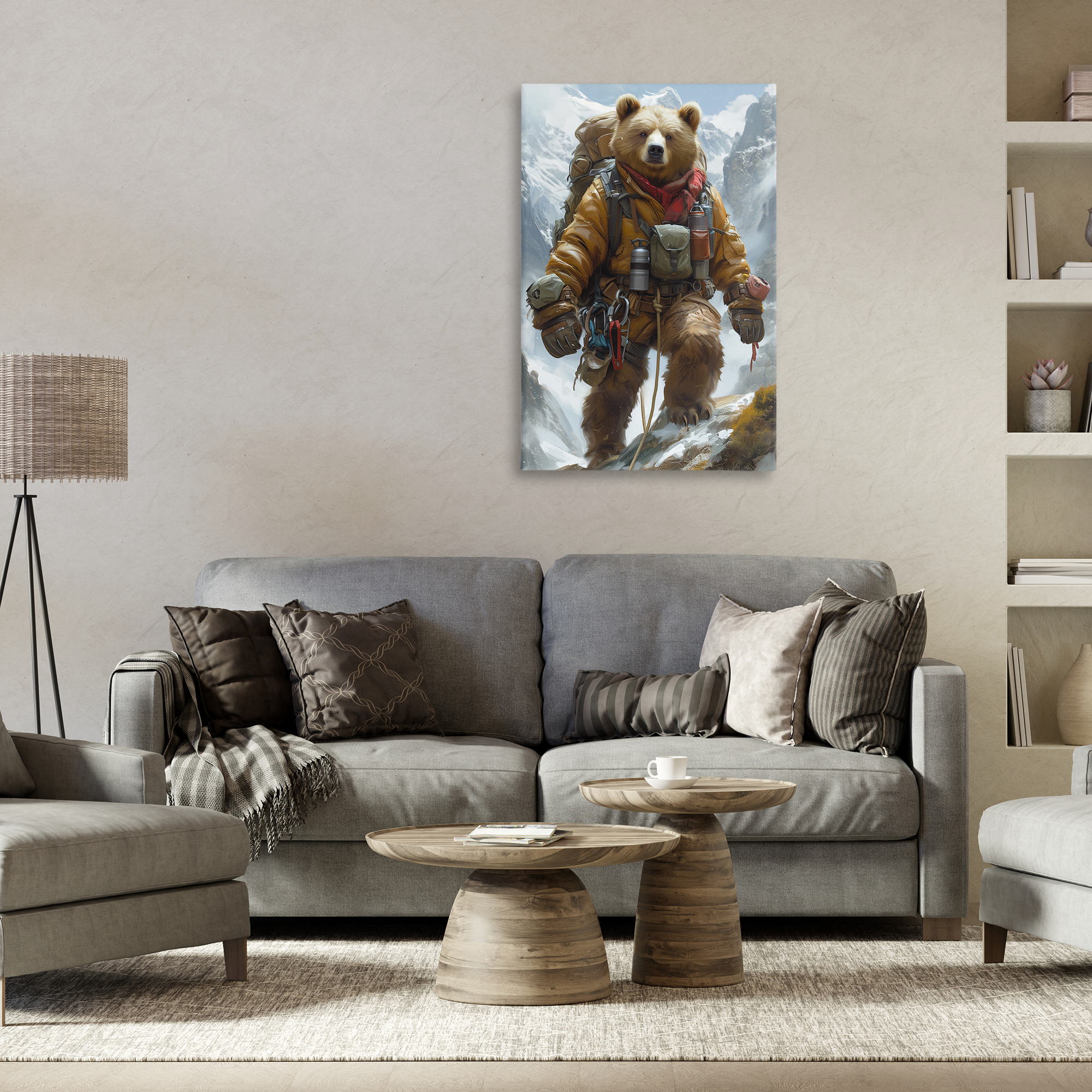 Stupell Industries Mountain Hiking Bear Animals & Insects Painting Gallery Wrapped Canvas Art Print Wall Art, 24 x 36