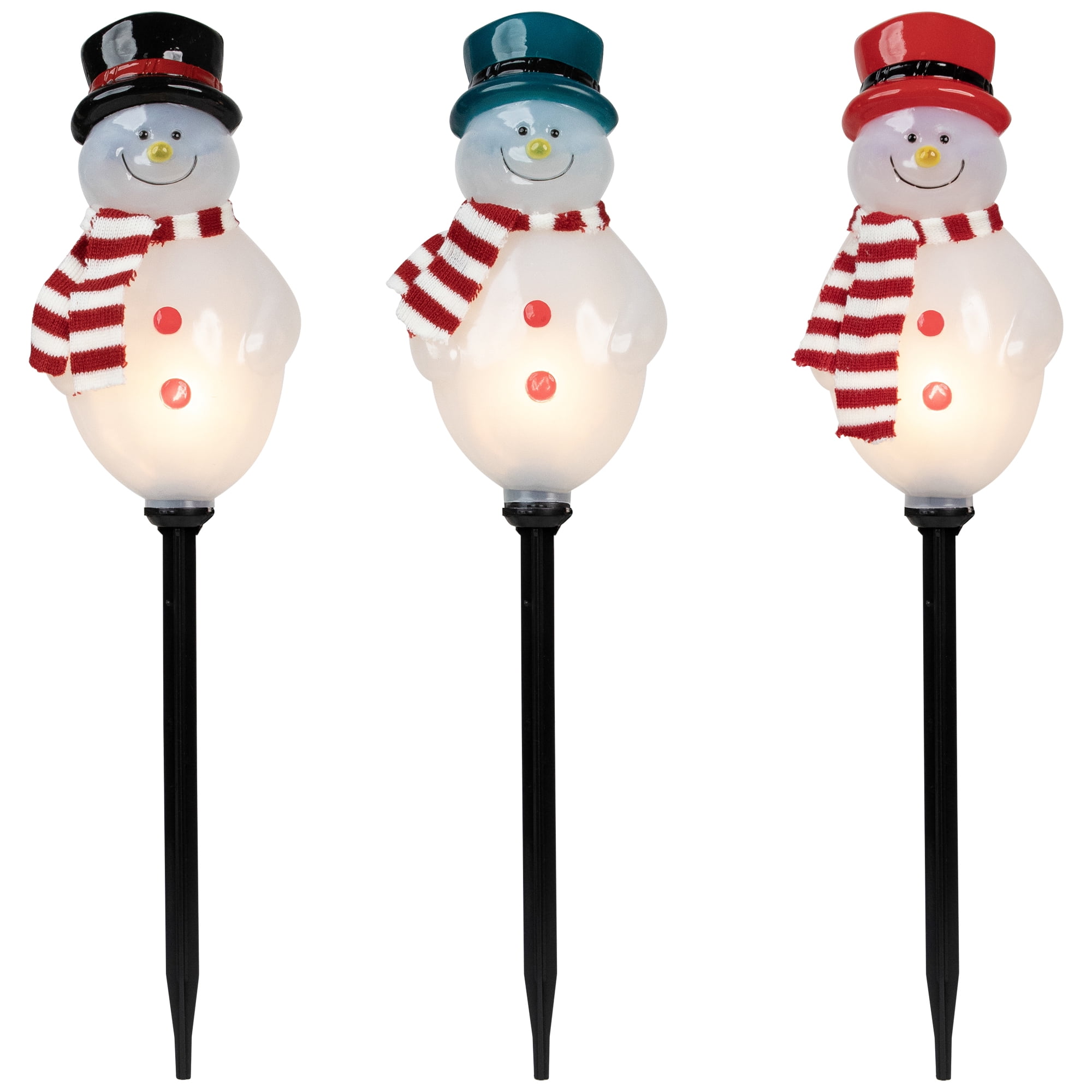 Set of 3 Snowmen Christmas Pathway Markers 16"