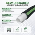 thumbnail image 2 of Flexible 100 ft Garden Hose with 3/4" Fittings, Non-Expanding, Leak-Proof, High-Pressure Flat Fabric Design in Black and Green, 2 of 7