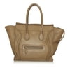 Women Pre-Owned Authenticated Celine Micro Luggage Tote Handbag Calf Leather Brown Top HandleBag