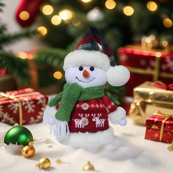 FEOLGEHLY Christmas Plush Toys for Toddlers 1-3, Soft Snowman Figurine Stuffed Animal Doll for Party, Tree, Winter Holiday Decoration, Christmas Birthday Gifts for Kids