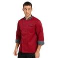 thumbnail image 2 of JanJean Unisex Double-Breasted Chef Coat Long Sleeve Restaurant Kitchen Cooking Chef Jacket Uniform Red 3XL, 2 of 7