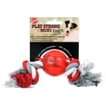 thumbnail image 2 of SPOT Play Strong Rubber Dog Ball Toys with Rope, 2.25in, Red, 2 of 16