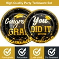 thumbnail image 3 of 201PCS Graduation Party Tableware Set for 25 Guests, Class of 2026 Disposable Graduation Decorations with Plates, Cups, Napkins, Tablecloth & Cutlery, Black Gold Grad Party Supplies, 3 of 7