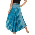 thumbnail image 3 of SWSMCLT Women's Boho Long Skirt Summer Pleated Smocked Elastic High Waisted Short Bathing Suit Cover Up Halter Dresses Swimwear Thailand Maxi Skirts Beach Flowy Bright Blue Patterned3 Small-X-Large, 3 of 5