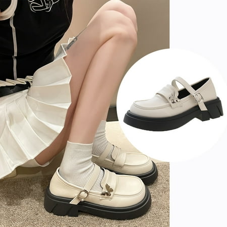

Womens Shoes Clearance Sale Tawop White Loafers Round Toe Leather Ladies Water Proof Shoes 35(Us:4.5)