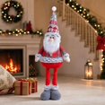 thumbnail image 7 of Christmas Plush Santa Claus Figurine with Retractable Telescopic Legs, Standing Xmas Holiday Decor Ornament, Festive Party Gift Doll, 7 of 7