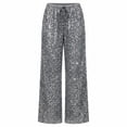 thumbnail image 6 of Levmjia Women's Sequin Wide Leg Pants, High Waist Glitter Pants for Women, Elastic Waist Casual Party Pants, Solid Color Festival Dance Lounge Pants, 6 of 6