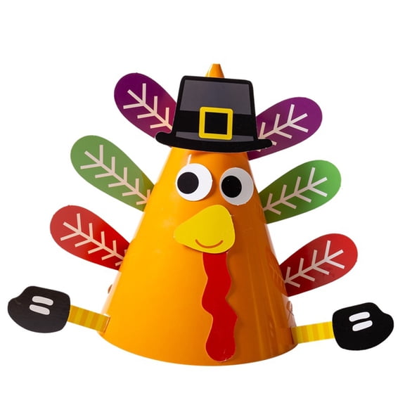 6-Pack Thanksgiving Turkey Paper Hats for Kids, Holiday Crafts, School Activities, Party Games & Festive Decorations, Mixed Designs