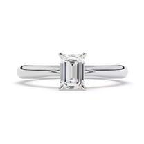 1CT Emerald-Cut Lab Grown Diamond Solitaire Engagement Ring 14K White Gold Plated
