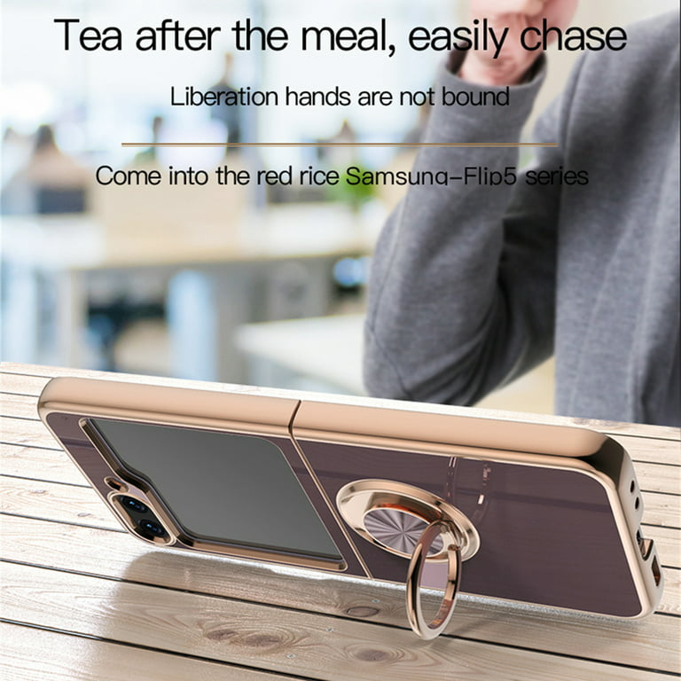 NINKI Compatible Clear Samsung Galaxy Z Flip 5 Case with Ring,Heavy Duty  Anti-Fall Silicone