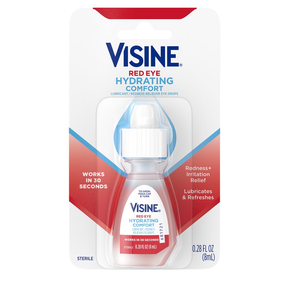 Visine Red Eye Hydrating Comfort Lubricating Eye Drops, 0.28 fl. oz