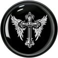 thumbnail image 3 of Body Candy 34/64" 2PC Black Acrylic Winged Cross Saddle Plugs Double Flare Plug Ear Plug Gauges 13mm, 3 of 4