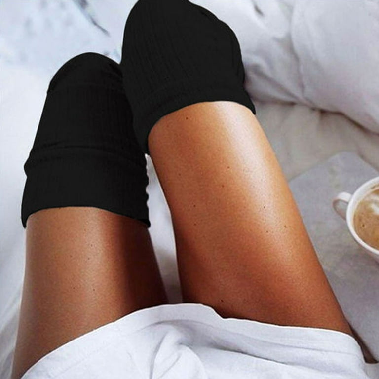 Frehsky knee high socks for women Girls Ladies Women Thigh High Over the Knee Socks Long Cotton Stockings Warm Black
