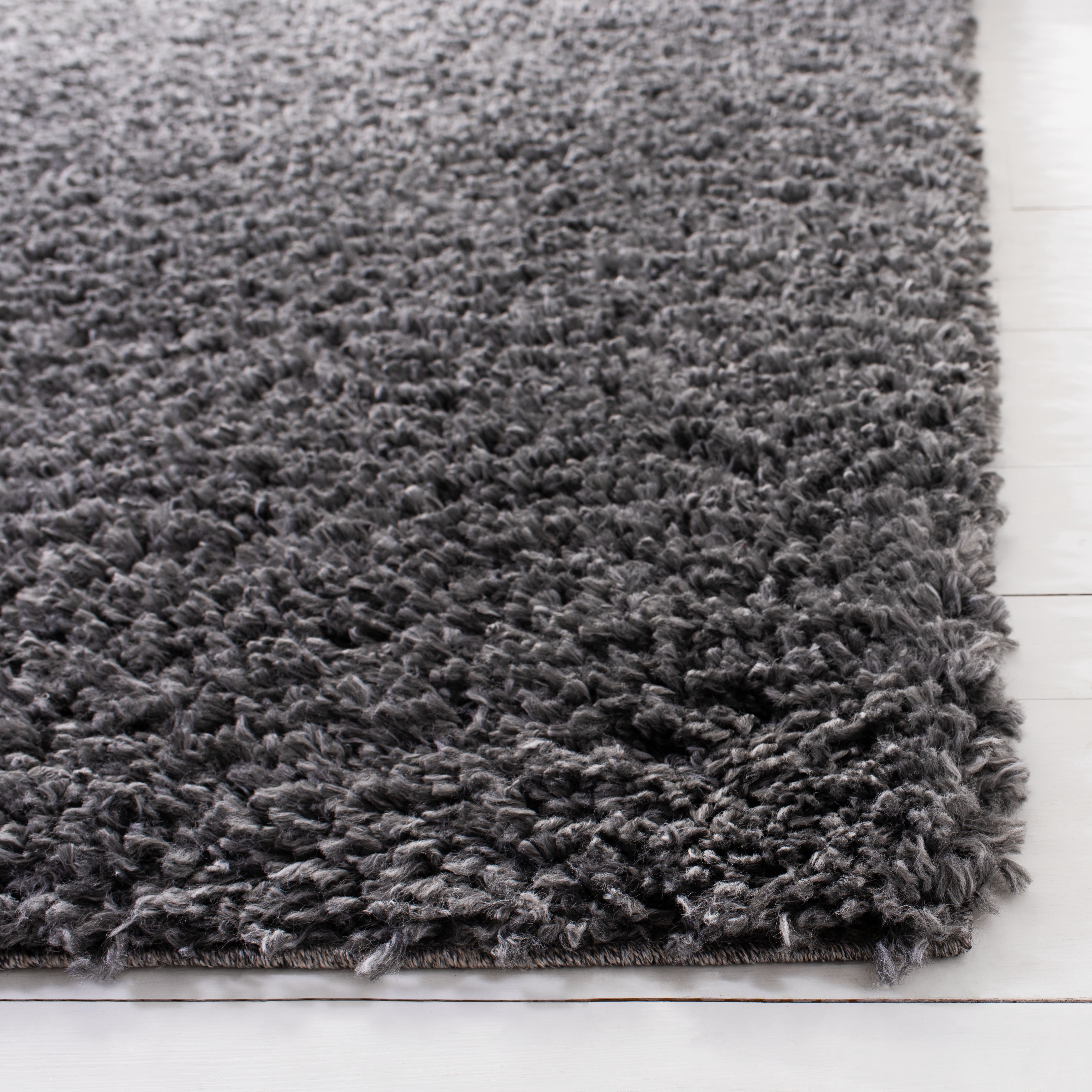 SAFAVIEH August Sophia Solid Shag Runner Rug, Charcoal, 2' x 5'