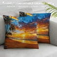 thumbnail image 3 of Orinice Palm Trees Sunset Graphic Decorative Cotton Linen Throw Pillow Cover for Home Couch Living Room Bedroom Sofa Car, 1PC 20x20in, 3 of 5