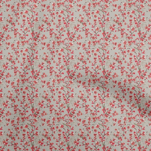 oneOone Velvet Red Fabric Floral Sewing Material Print Fabric By The Yard 58 Inch Wide