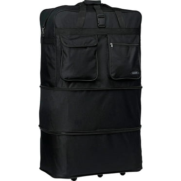 Rolling Wheeled Duffle Bag Spinner Suitcase Luggage Expandable (36 Inch, Black)
