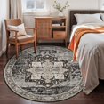 thumbnail image 4 of General Round Area Rug: Machine Washable Stain Resistant 5 Round Rug for Living Room,Bedroom Non Slip Low Pile Carpets for Dining Room Ultra Thin Soft Home Decor Floor Mat 5ft Black, 4 of 17