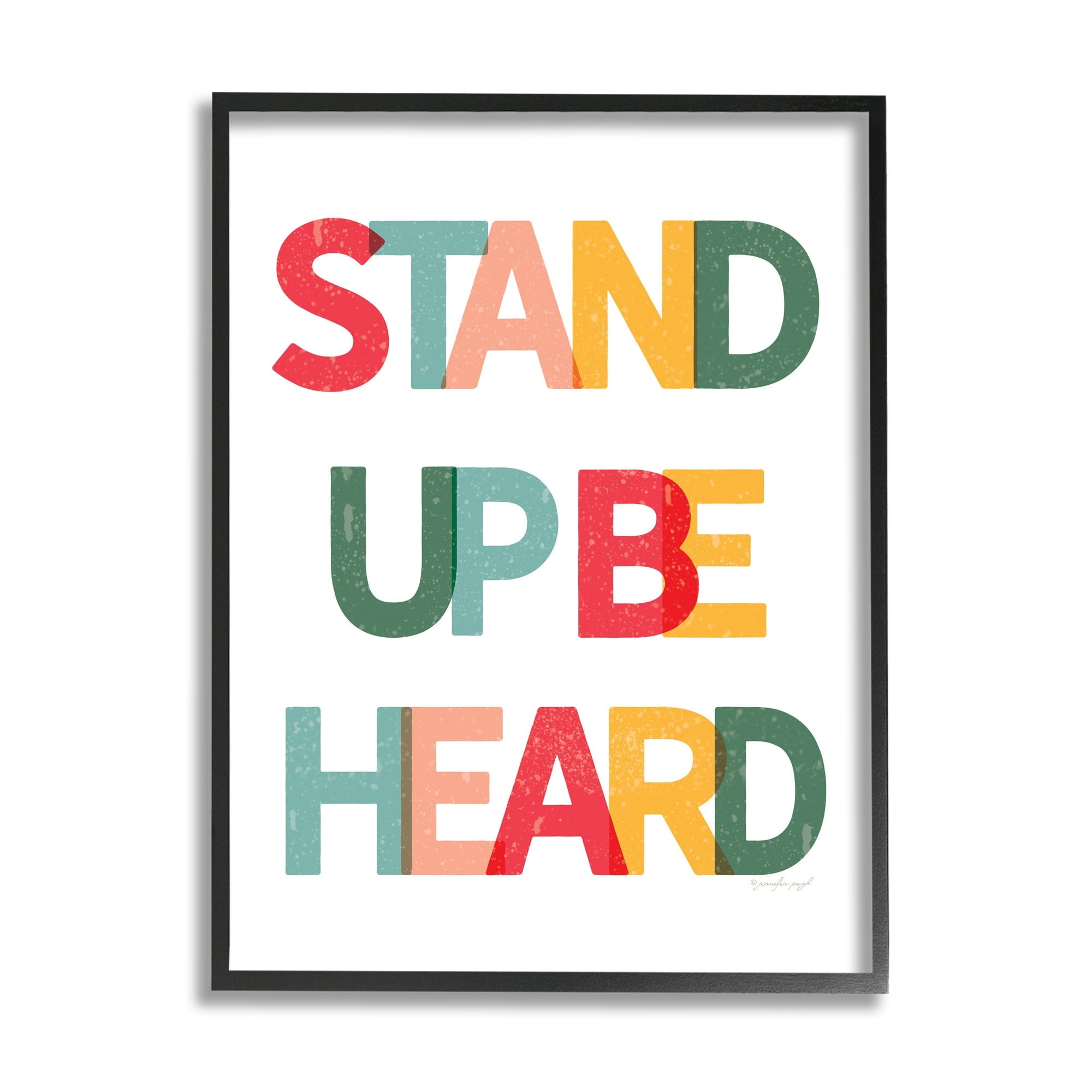 Stupell Industries Stand Up Be Heard Bold Text Motivational Phrase Typography Painting Gray Framed Art Print Wall Art, 16 x 20