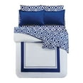 Legacy Decor 8pc Navy Blue and White Microfiber Comforter Set, Sheet