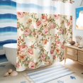 thumbnail image 5 of No Hook Shower Curtain with Built-in Rings - Pink Retro Rose Washable Waterproof Fabric Bathroom Curtains for Hotel,Rentals, 72 X 78 Inch Long , Vintage Floral, 5 of 9